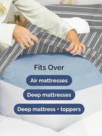 Extra Deep Queen Sheet Set - 6 Piece Breathable and Cooling Sheets - Hotel Luxury Bed Sheets Set - Easy Fit - Soft, Wrinkle Free and Comfy Sheets Set - Grey Striped Sheet Set with Extra Deep Pockets