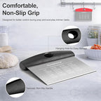 Ourokhome 2 Pack Bench Scraper Dough Cutter, Stainless Steel Dough Scraper with Laser-Etched Scale, Conversion Chart, Non-Slip Handle, Dishwasher Safe for Bread & Pastry, Black and Red