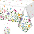 1Pcs Spring Floral Plastic Tablecloth,Pink Purple Blue Flower Butterfly Disposable Table Cover for Home Decor Summer Spring Picnic Dining Holiday Weeding Birthday Tea Party Decorations,54x108 Inch