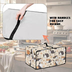 Cute Cats Paw Floral Print Microwave Oven Cover Waterproof Dust-Proof Microwave Oven Cloth Cover Polyester-Linen Fabric Small Appliance Dust Cover Case Protections Protector, M