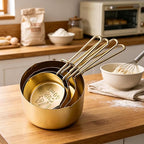 4pcs Stainless Steel Measuring Cups Set Kitchen Accessories Baking Tea Coffee Measuring Tools (gold-4pcs)