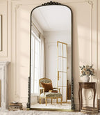 Antique Full Length Mirror 71" x 32", Antique Bronze Arched Large Vintage Mirror in Baroque Style with Tempered Glass, Freestanding for Bedroom, Living Room, Cloakroom