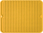 Silicone Dish Drying Mat for Multiple Usage, Easy clean, Eco-friendly, Heat-resistant Dish Drainer Mat for Kitchen Counter,Sink,Refrigerator or Drawer liner (18" x 16", Yellow)