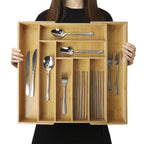 BAMOTTO CRAFTBAMBOO Expandable Bamboo Drawer Organizer for Kitchen, 8 Slot