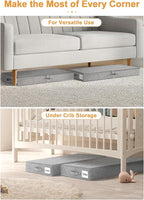 punemi 4 Inch Height Low Profile Under Bed Storage, Underbed Storage Containers With Sturdy Sidewalls & Bottom, Shallow Clothes Storage Bins, Slim Under Couch Sofa Dresser Storage, 2 Pack, Grey