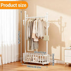 Takywep Rolling Clothing Rack with Wheels and Basket Storage – Metal Moveable Garment Rack, Heavy-Duty Coat Rack for Hanging Clothes, Bedroom, Boutique, Laundry Room