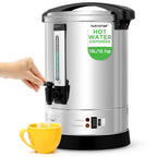 NutriChef Water Boiler and Hot Water Dispenser, 19L Electric Beverage Dispenser with Safety Lock Lid, Non-Drip Tap, Warm Function, Food Grade Stainless Steel, Home & Commercial Use, 19"x9"x9", Silver