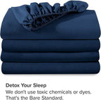 Bare Home 2-Pack Fitted Bottom Sheets Split King - Premium 1800 Ultra-Soft Microfiber - Deep Pocket - 4 Twin XL Fitted Sheets (Split King, Dark Blue)