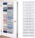 Over The Door Hoodie Organizer 26 Clear Pocket Sweatshirt Organizer with 3 Hooks Hanging Sweatshirt Hoodie Rack Holder Cabinet Behind The Doors for Dormitory Bedroom Closet Storage