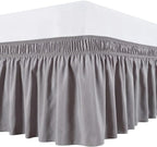 Silver Wrap Around Bed Skirts with 16" Drop - Three Sides Fabric Adjustable Elastic Dust Ruffle Silky Soft -600 TC Stretchy Bed Skirt-Twin XL(39"X 80") Silver