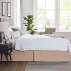 Nestl Taupe Full XL Bed Skirt - Full XL Size Bed Skirt 14 Inch Drop - Brushed Microfiber Bed Skirts - Hotel Quality Pleated Bed Skirt - Shrinkage & Fade Resistant