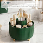 KONVINIT Pencil Pen Holder for Desk, 5 Slots 360-Degree Rotating Desktop Organizer, Cute Desk Organizers and Accessories for School, Home, Office and Art Supply, Dark Green