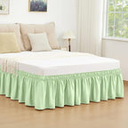 RIMELA Bed Skirt Queen Size Baby Green 15 Inch Drop, Wrap Around Elastic Bedskirt, Dust Ruffle for Adjustable Bed Base Soft Durable Fabric Machine Washable Easy to Install Bed Skirts