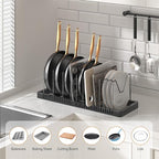 PanPanPal Pots and Pans Organizer under Cabinet, Expandable Pot Lid Organizer Holder with 12 Adjustable Compartment, Pan Organizers inside Cabinet for Lids, Bakeware, Kitchen Storage Pot Rack, Black