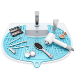 Sink Topper Bathroom Counter Cover & Storage Saver, Foldable Mat for Hot Tools, Hair Styling & Makeup, Beauty Brush Cleaning Mat, RV Camper Sink Cover & for Small Spaces (Standard Pacific Blue)