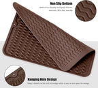 Silicone Dish Drying Mat, Non-Slip Easy Clean Sink Mat Large Heat-resistant Dish Drainer Mat for Kitchen Counter, Sink, Refrigerator or Drawer liner (18" x 16", COFFEE)