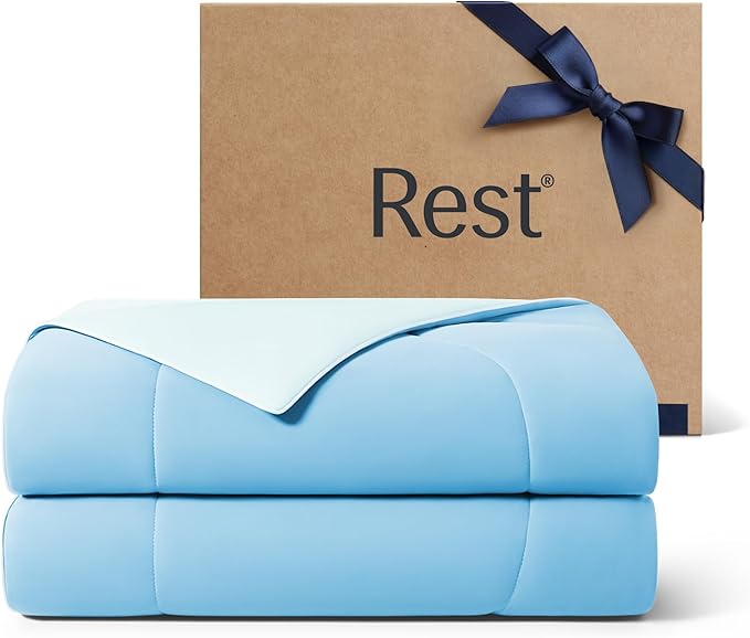 REST® Evercool® Cooling Comforter, King/Cali King, Blanket for Hot Sleepers, All Season Bedding to Keep Cool for Night Sweats, Breathable Lightweight Duvet, 106x90 Inches, Aqua Blue