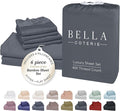 Bella Coterie 6 Piece Luxury Bamboo Viscose King Size Sheet Set | 100% Organically Grown | Cooling for Hot Sleepers | 18" Deep Pocket | Soft & Hypoallergenic | 4 Pillowcases [Charcoal Grey]