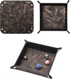Valet Tray Desktop Storage Organizer – Vegan Leather Catchall Bedside Vanity Tray Nightstand Caddy Holder for Remote Controller, Watch, Keys, Phone, Wallet, Coin, Jewelry, Marble Brown