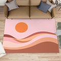 Boho Sun Runner Rugs 3x6ft, Minimalist Sunburst Bedside Rug, Abstraction Deco Laundry Rug with Non Slip Backing for Bedroom Kitchen Sink Front Door Entryway Indoor