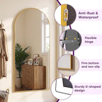 Full Length Mirror, Arched Floor Mirror Freestanding, Floor Standing Full Body Mirror with Stand for Bedroom, Hanging Mounted for Living Room Cloakroom