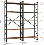 Shintenchi 2 Pieces 5 Tiers Bookshelf, Classically Tall Bookcase Shelf