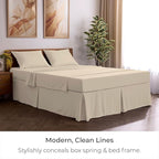 Mellanni Bed Skirt Full Size - Bed Skirting - 15-Inch Tailored Drop Pleated Dust Ruffle - Hotel Luxury Bedding - Wrinkle, Fade, Stain Resistant - 1 Bedskirt (Full, Beige)
