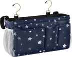 Bedside Caddy Hanging Bunk Bed Caddy Bed Organizer Hanging Pocket with 2 Hooks Bedside Storage Organizer Pocket Bag Holder Stars Dark Blue