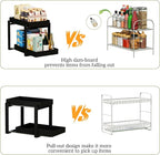 APRTAT 2 Pack Under Sink Organizer, Bamboo Wooden 2-Tier Pull-Out Storage with Sliding Drawers for Kitchen and Bathroom Cabinets, Easy Installation (Black, 2 Packs)