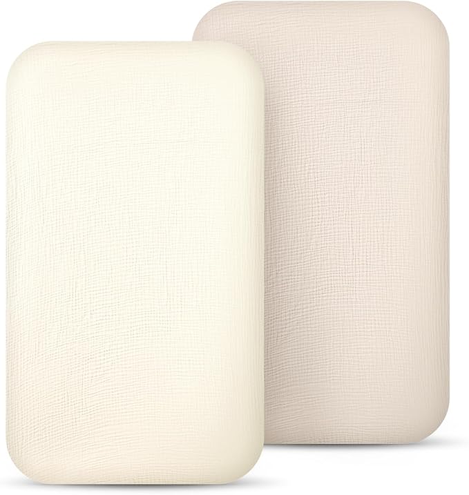 lulumoon Muslin Bassinet Sheets for Baby: Soft Bedside Sleeper Bassinet Fitted Sheets for Boys and Girls