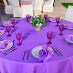 Ragnhild 16 Pack Purple Plastic Tablecloth for Round Tables, Premium Decorative Purple Disposable Table Cloths for Parties, Bulk Round Party Table Cover for Birthday Anniversary Graduation, 84 Inch