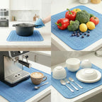 MicoYang Silicone Dish Drying Mat for Multiple Usage,Easy clean,Eco-friendly,Heat-resistant Silicone Mat for Kitchen Counter or Sink,Refrigerator or Drawer Liner Light Blue XL 18 inches x 16 inches