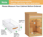 Pull out Cabinet Organizer,Heavy Duty Slide out Pantry Shelves Drawer Storage with Adhesive Nano Film,Sliding Mesh Cabinet Basket with Handle for Kitchen, Bathroom, Home, 9.8"W X 15.7"D X 6.2"H,White