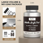Nicpro Metallic Silver Acrylic Paint, 8.45oz/250ml Silver Leaf Paint, Non Toxic