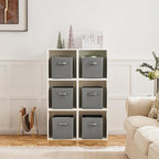 MAX Houser 6 Pack Foldable Fabric Storage Bins with Handles - Ideal for Closet Organization, Bedroom and Nursery (Grey, 10.5"x10.5"x11")