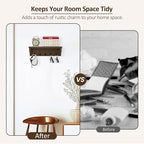 Nekon Key Holder for Wall, 11.8" W x 3.5" H x 2.8" D Decorative Key Organizer with Floating Shelf, Wall Mount Key Rack with 5 Hooks (Rustic Brown)