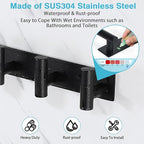 Alise Black Coat Hooks Hat and Coat Rack with 3 Hooks Wall Mount Key Hooks for Robes, Bags, Keys, and Towels,SUS304 Stainless Steel Wall Hooks for Hanging,Self Adhesive or Drilling Mounted