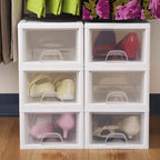 Sterilite 12-Pack 6 Quart Stacking Drawer, Clear Storage Closet Organizer, White Frame - Stackable Modular Plastic Drawers for Clothes, Accessories, Craft Supplies, Shoes or Linens