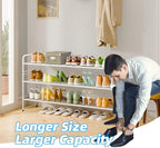 3 Tier Shoe Rack for Closet, 44 Inch Extra Long Shoe Storage Organizer for Shelves, Heavy Duty Metal, Easy Assembly, White