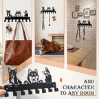 Dog Leash Holder for Wall, Key Holder Wall Mount with 8 Metal Hooks, Key Hooks for Wall, Screw Mounted Rust Resistant Entryway Organizer for Leashes Keys Bags Hats Collars