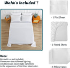 Extra Deep Pocket Full Sheet Set for Air Mattress, 6 Piece Air Bed Sheets Set with 18-24 Inches Depth, Soft & Breathable Inflatable Bed Sheet Set with Flat Sheet, Fitted Sheet and Pillowcases, White