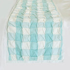 The HomeCentric King/Queen/Twin Aqua Decorative Bed Runner Full 68"x18" Bed Runner with Two Pillow Cover, Checkered, Buffalo Plaid, Check Bed Scarf on Cotton Fabric - Aqua Plaid Knots