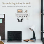 Nekon Key Holder for Wall, 11.8" W x 3.5" H x 2.8" D Decorative Key Organizer with Floating Shelf, Wall Mount Key Rack with 5 Hooks (Rustic White)