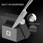 imarku Knife Block Set, 14Pcs High Carbon Stainless Steel Knife Set with Block, Kitchen Knife Set Black, Dishwasher Safe, Build-in Sharpener, Gifts for Men