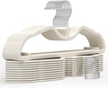 20 Pack Short Neck Hangers - Lifts Clothes 3" Higher to Prevent Dragging, Upgraded Liquid Silicone Non-Slip Hangers, Lint-Free Alternative to Velvet Hangers, Closet Organization, Cream