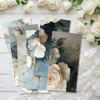 6 Sheets Large White Roses Rub on Transfers