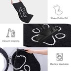 Smiry Dog Door Mat for Muddy Paws, Absorbent Dirt Trapper Non Slip Quick Dry Washable Chenille Mat for Mud Dogs, Entry Rug for Indoor and Outdoor (47x24 Inches, Black and White)