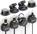 Never-Lose 1s Lock Spring Cable Solution – Rotatable Cable Clips, Strong Adhesive Cord Organizer & Wire Holder for Desk, Car & Nightstand, Secure Cable Management, 8 Pack (Black)