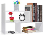 Hossejoy Wood Adjustable Desktop Storage Organizer Display Shelf Rack, Office Supplies Desk Organizer,White