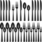 Stapava 20 Pcs Black Silverware Set, Food-Grade Stainless Steel Flatware Set for 4 Mirror Polished Cutlery Utensil Sets Include Dinner Knives Spoons and Forks Set Dishwasher Safe for Home Restaurant